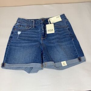A.N.A. Jean Shorts Women's High-Rise  Size 2 Cuffed High Rise Blue Stretch Denim